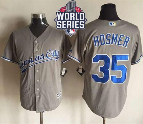 Custom Fan-Made Eric Hosmer Kansas City Royals #35 Grey 2015 Baseball Jersey