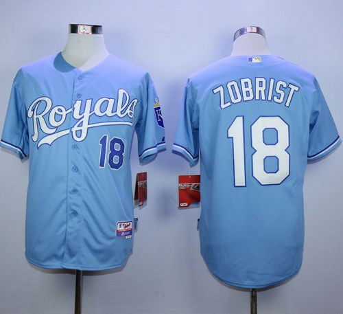 Custom Fan-Made Ben Zobrist Kansas City Royals #18 Blue Baseball Jersey
