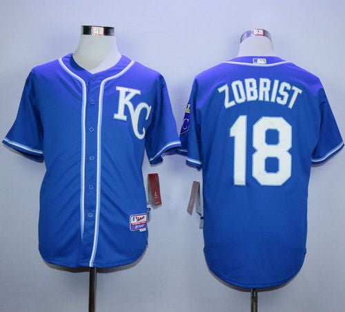 Custom Fan-Made Ben Zobrist Kansas City Royals #18 Blue Baseball Jersey
