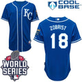 Custom Fan-Made Ben Zobrist Kansas City Royals #18 Blue 2015 Baseball Jersey