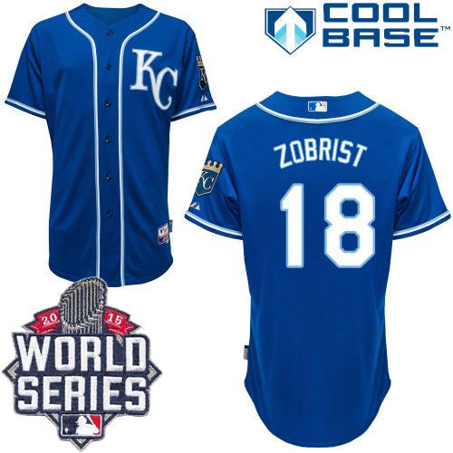 Custom Fan-Made Ben Zobrist Kansas City Royals #18 Blue 2015 Baseball Jersey