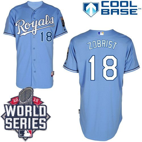 Custom Fan-Made Ben Zobrist Kansas City Royals #18 Blue 2015 Baseball Jersey