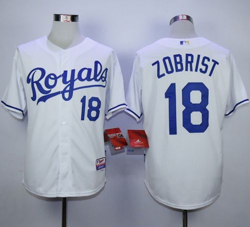 Custom Fan-Made Ben Zobrist Kansas City Royals #18 White Baseball Jersey