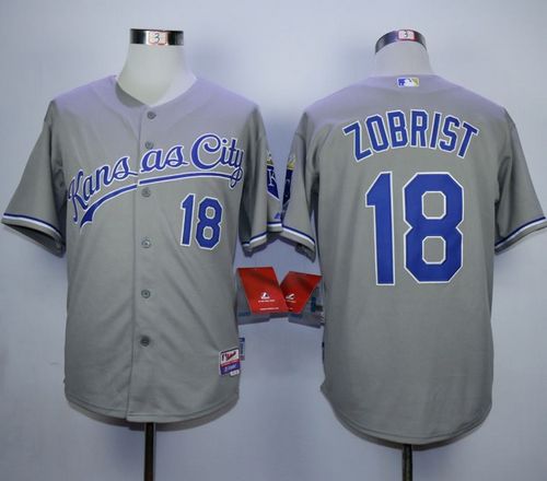 Custom Fan-Made Ben Zobrist Kansas City Royals #18 Grey Baseball Jersey