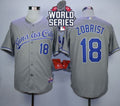 Custom Fan-Made Ben Zobrist Kansas City Royals #18 Grey 2015 Baseball Jersey