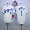 Custom Fan-Made Jarrod Dyson Kansas City Royals #1 White 2015 Baseball Jersey