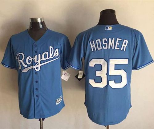 Custom Fan-Made Eric Hosmer Kansas City Royals #35 Blue Baseball Jersey