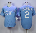 Custom Fan-Made Alcides Escobar Kansas City Royals #2 Blue Baseball Jersey