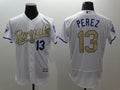 Custom Fan-Made Salvador Perez Kansas City Royals #13 White 2015 Baseball Jersey
