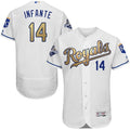 Custom Fan-Made Omar Infante Kansas City Royals #14 White 2015 Baseball Jersey
