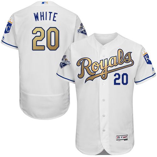 Custom Fan-Made Frank Kansas City Royals #20 White 2015 Baseball Jersey