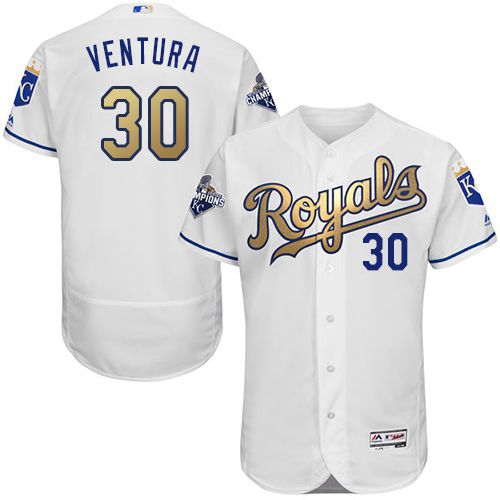 Custom Fan-Made Yordano Ventura Kansas City Royals #30 White 2015 Baseball Jersey