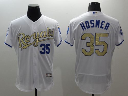Custom Fan-Made Eric Hosmer Kansas City Royals #35 White 2015 Baseball Jersey