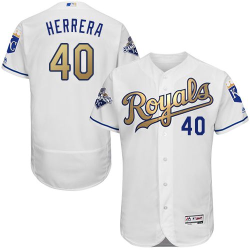 Custom Fan-Made Kelvin Herrera Kansas City Royals #40 White 2015 Baseball Jersey