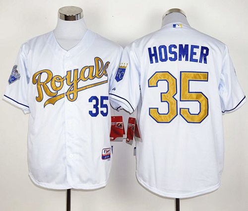 Custom Fan-Made Eric Hosmer Kansas City Royals #35 White 2015 Baseball Jersey