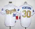 Custom Fan-Made Yordano Ventura Kansas City Royals #30 White 2015 Baseball Jersey