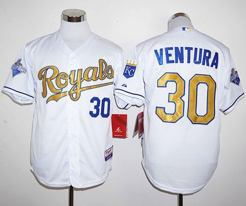 Custom Fan-Made Yordano Ventura Kansas City Royals #30 White 2015 Baseball Jersey
