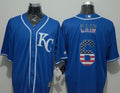 Custom Fan-Made Lorenzo Cain USA Flag Kansas City Royals #6 Blue Baseball Jersey