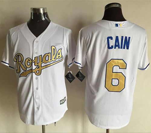 Custom Fan-Made Lorenzo Cain Kansas City Royals #6 White 2015 Baseball Jersey