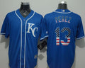 Custom Fan-Made Salvador Perez USA Flag Kansas City Royals #13 Blue Baseball Jersey