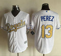 Custom Fan-Made Salvador Perez Kansas City Royals #13 White 2015 Baseball Jersey