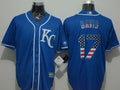 Custom Fan-Made Wade Davis USA Flag Kansas City Royals #17 Blue Baseball Jersey