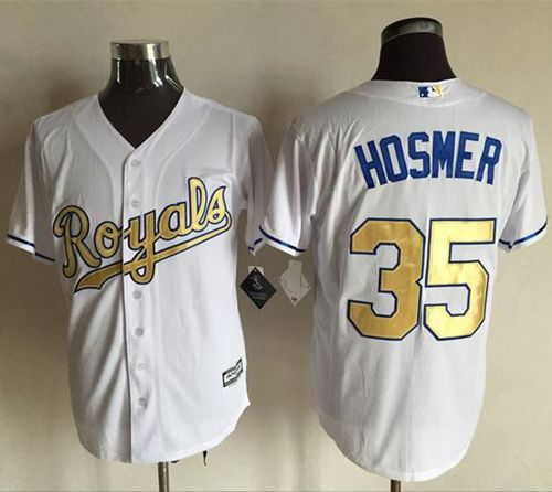 Custom Fan-Made Eric Hosmer Kansas City Royals #35 White 2015 Baseball Jersey