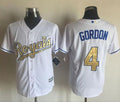 Custom Fan-Made Alex Gordon Kansas City Royals #4 White 2015 Baseball Jersey