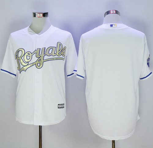 Custom Fan-Made White 2015 World Series Champions Kansas City Royals Baseball Jersey Kansas City Royals White 2015 Baseball Jersey