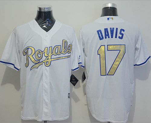 Custom Fan-Made Wade Davis Kansas City Royals #17 White 2015 Baseball Jersey