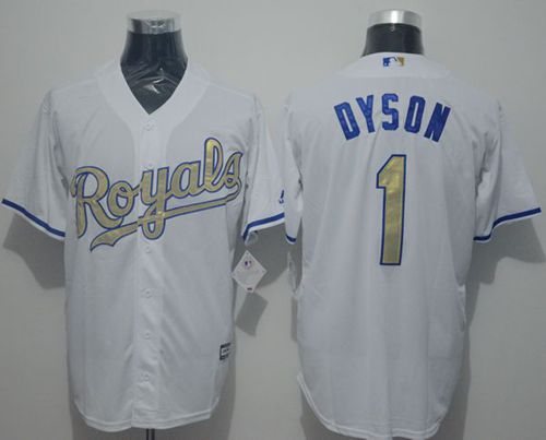 Custom Fan-Made Jarrod Dyson Kansas City Royals #1 White 2015 Baseball Jersey