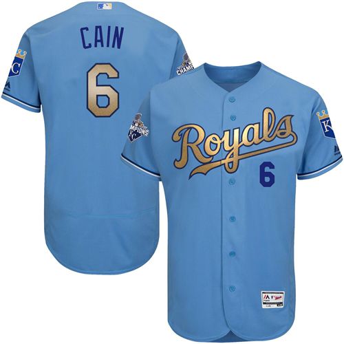 Custom Fan-Made Lorenzo Cain Kansas City Royals #6 Blue 2015 Baseball Jersey