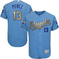 Custom Fan-Made Salvador Perez Kansas City Royals #13 Blue 2015 Baseball Jersey