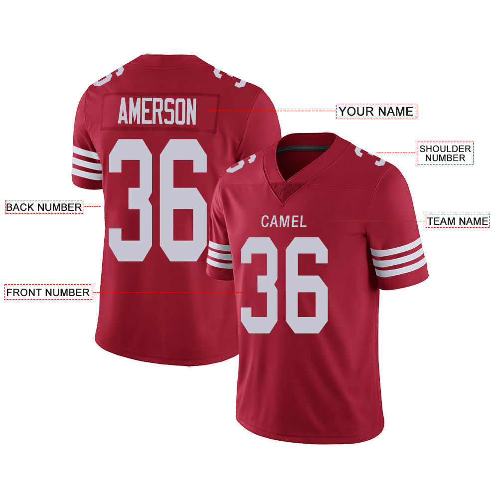 Custom red football jersey front view | GameDay Jerseys