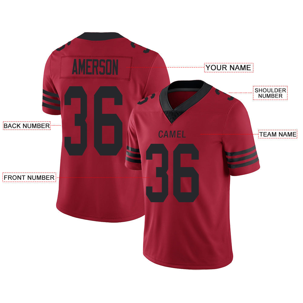 Custom red football jersey front view | GameDay Jerseys