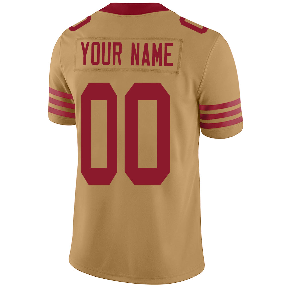Custom gold football jersey back view | GameDay Jerseys