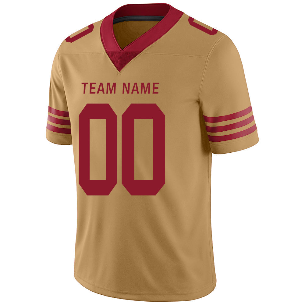 Custom gold football jersey detail | GameDay Jerseys