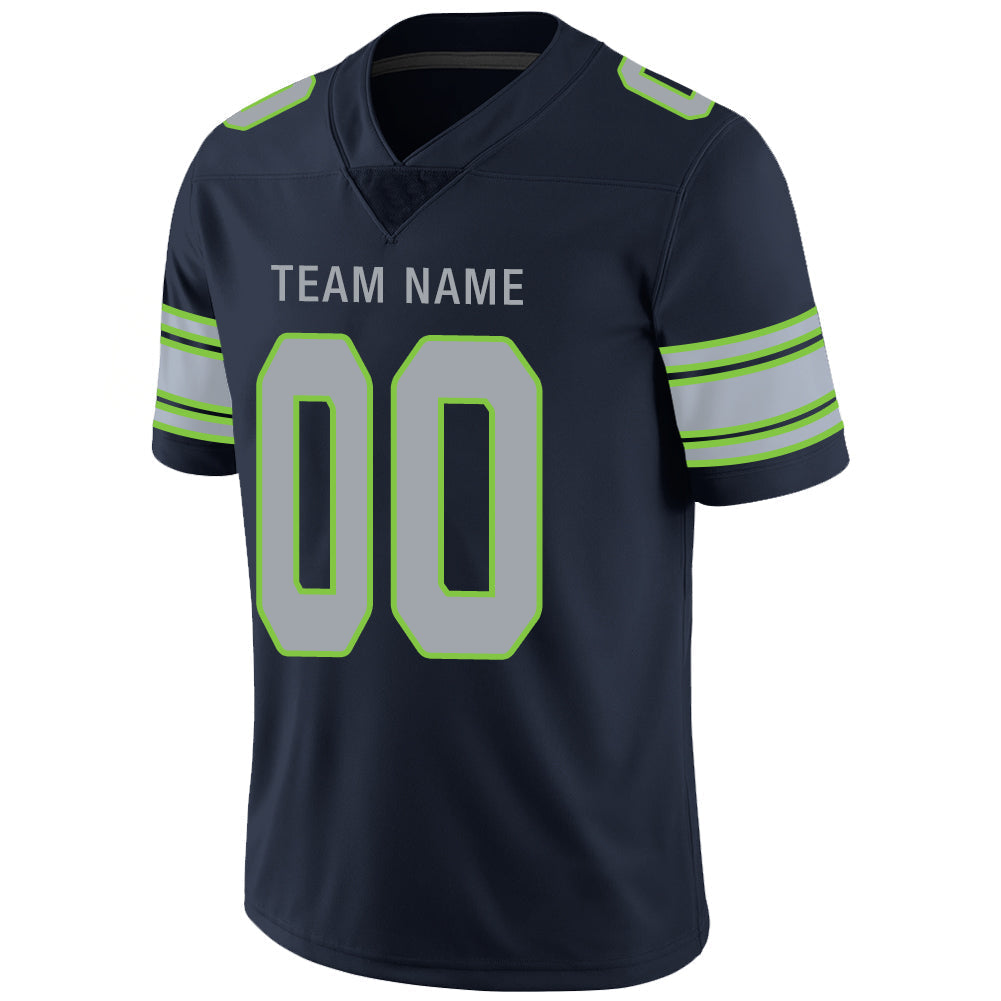 Custom navy football jersey detail | GameDay Jerseys
