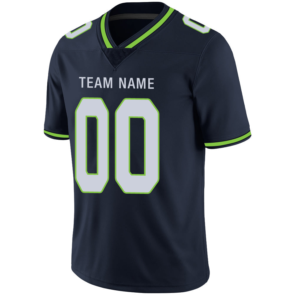 Custom navy football jersey detail | GameDay Jerseys