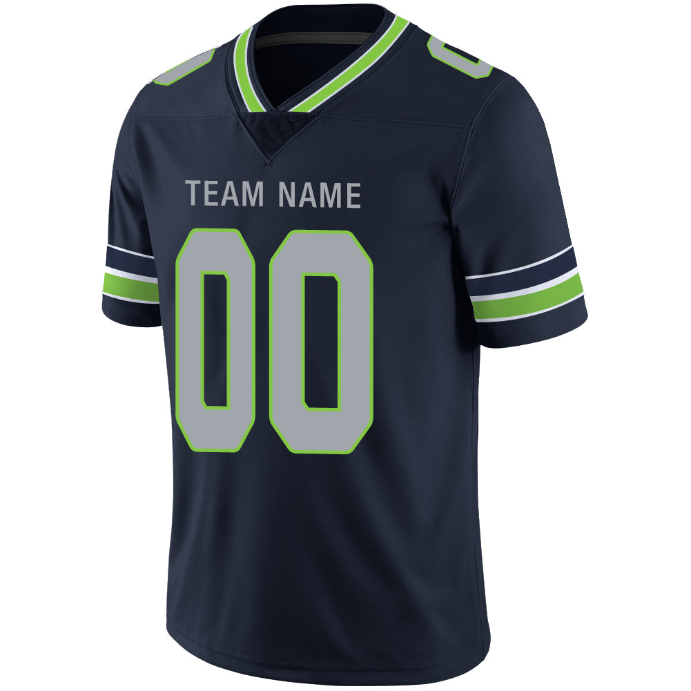 Custom navy football jersey detail | GameDay Jerseys