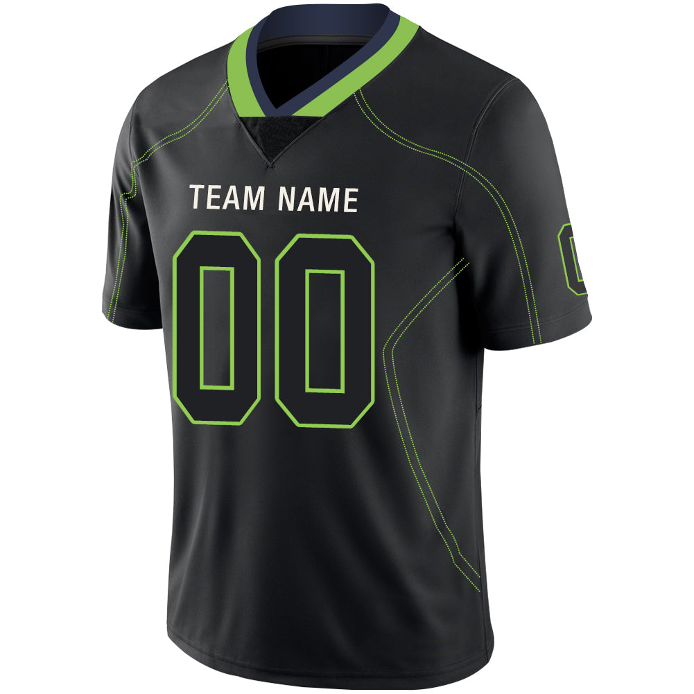 Custom black football jersey detail | GameDay Jerseys