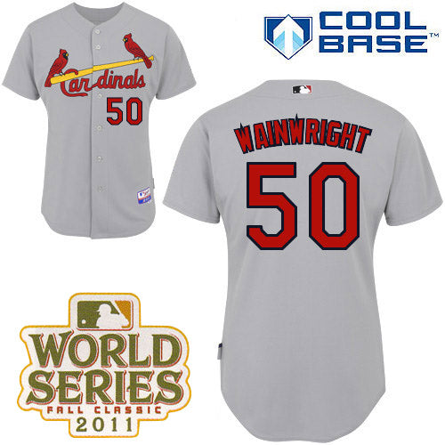Custom Fan-Made Adam Wainwright St. Louis Cardinals #50 Grey 2013 Baseball Jersey