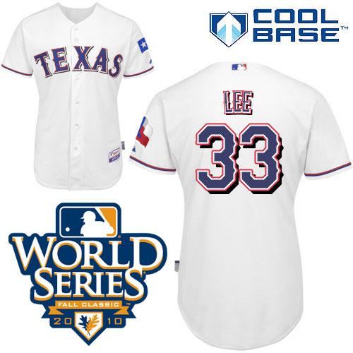 Custom Fan-Made Cliff Lee Texas Rangers #33 White 2010 Baseball Jersey