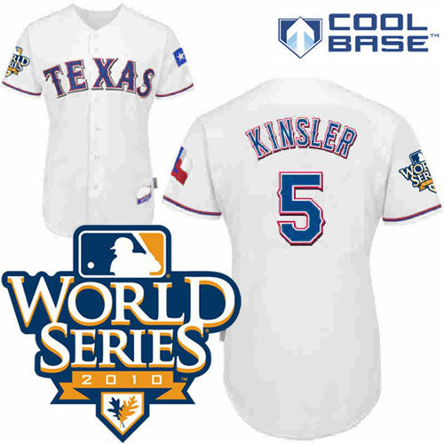 Custom Fan-Made Lan Kinsler Texas Rangers #5 White 2010 Baseball Jersey