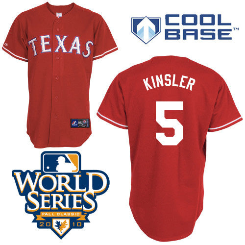 Custom Fan-Made Lan Kinsler Texas Rangers #5 Red 2010 Baseball Jersey