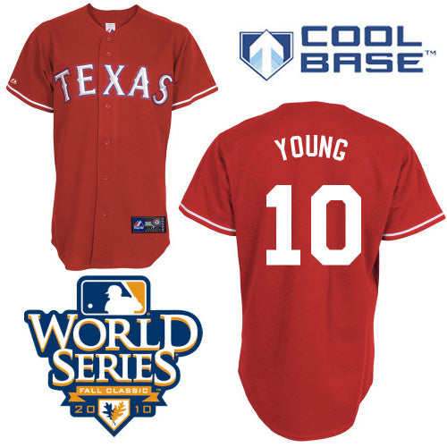 Custom Fan-Made Michael Young Texas Rangers #10 Red 2010 Baseball Jersey