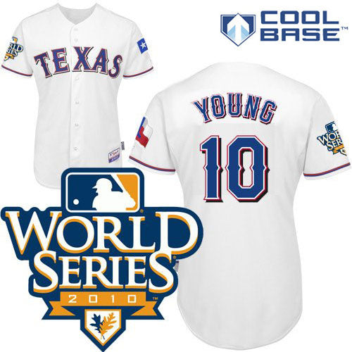 Custom Fan-Made Michael Young Texas Rangers #10 White 2010 Baseball Jersey