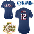 Custom Fan-Made Cristian Guzman Texas Rangers #12 Blue 2011 Baseball Jersey