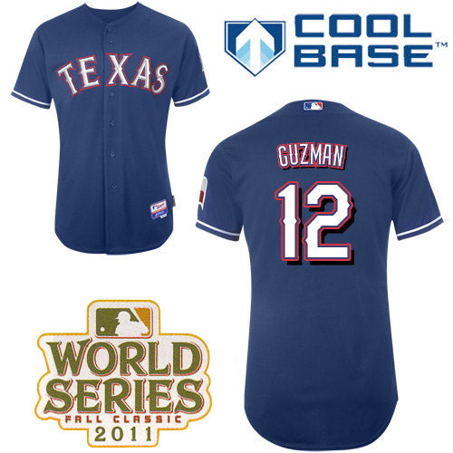 Custom Fan-Made Cristian Guzman Texas Rangers #12 Blue 2011 Baseball Jersey