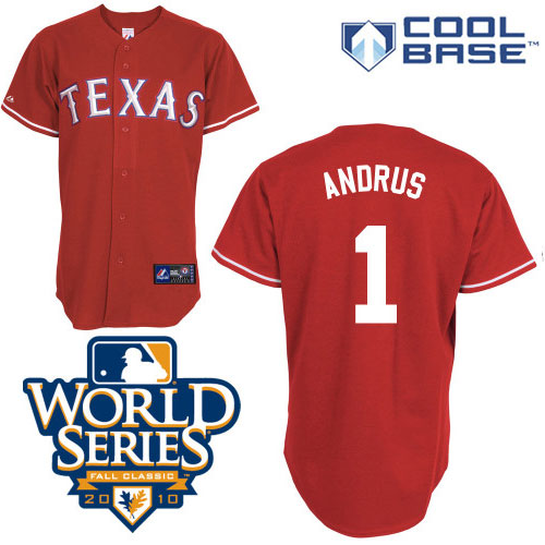 Custom Fan-Made Elvis Andrus Texas Rangers #1 Red 2010 Baseball Jersey